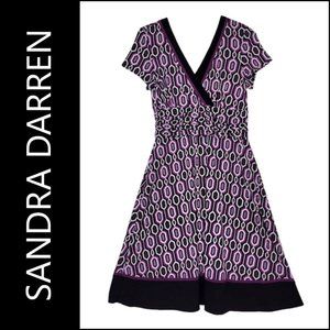 Sandra Darren Women Empire Waist Stretch Short Sleeve Dress Fit & Flare Size 14